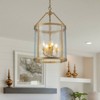 LLHZSY 4-Light Farmhouse Lantern Glass Pendant Chandelier With Water Ripple Glass - Black/Gold - 2 of 4
