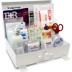 107 Piece, 25 Person First Aid Kit with Metal Case, OSHA Compliant - 1 of 4
