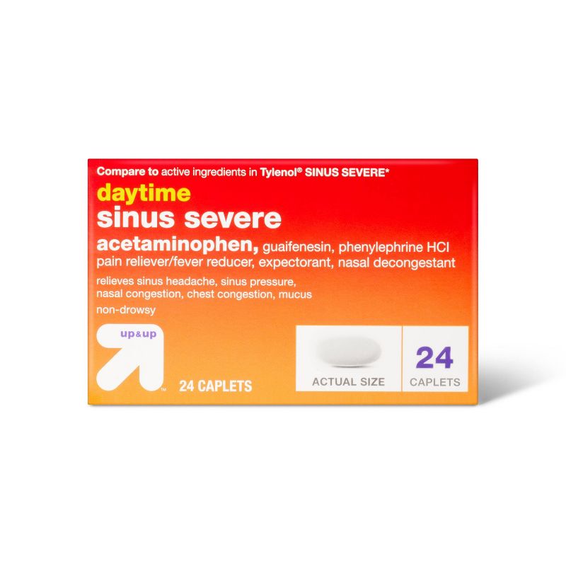 Acetaminophen Sinus Severe Pain &#38; Congestion Relief Caplets - 24ct - up &#38; up&#8482;, 1 of 7