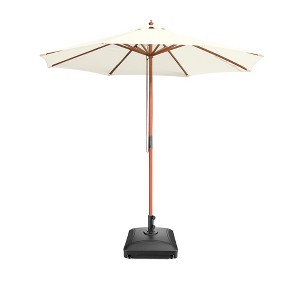 Yescom 9ft Solid Wood Outdoor Patio Umbrella with Base Included Parasol Wheels Stand for Bistro Market Garden Deck Yard Poolside - 1 of 4
