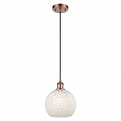 White Mouchette - 1 Light Cord Hung Mini Pendant In Modern Style-10 Inches Tall and 8 Inches Wide