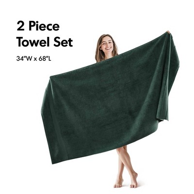 100% Cotton Solid Color Heavyweight Bath Towel Set, Anti-Microbial Certified Highly Absorbent Plushy Bath Towel
