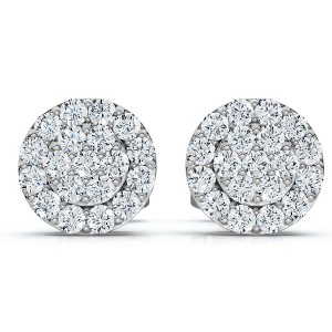Pompeii3 Tiny Diamond Pave Halo Earrings Studs 10K White Gold W/ Screw Backs 4mm - 1 of 4