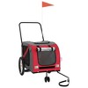 vidaXL Pet Bike Trailer Red and Gray Oxford Fabric and Iron - 2 of 4