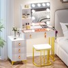 Fredees Dressing Table: Mirror, Lights, Drawers, 2 Shelves, Bedroom Vanity Set with 10 Light Bulbs, Charging Station - 4 of 4