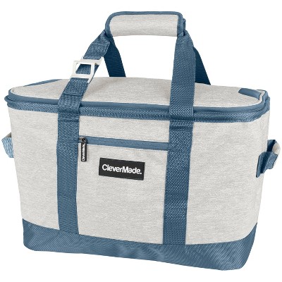 CleverMade Tahoe Soft Sided Leakproof Collapsible 32qt Cooler Bag - Light Gray/Denim