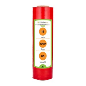 PSBM 4 Rolls Dark Red Cast Hand Pallet Stretch Wrap 18" x 1500 Ft. x 80 Gauge - 1 of 1