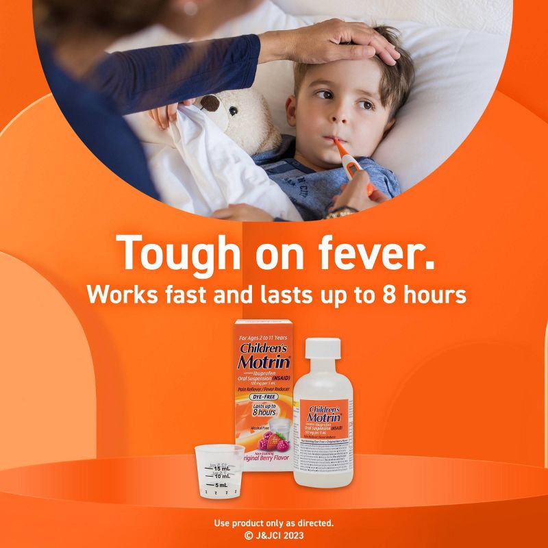 Children's Motrin Oral Suspension Dye-Free Fever Reduction & Pain Reliever - Ibuprofen (NSAID) - Berry - 4 fl oz, 6 of 9