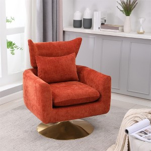 Swivel Accent Chair, Upholstered 360°Barrel Chair, Comfy Sofa Reading Chair, Single Armchair with Pillow for Living Room Bedroom Office Nursery - 1 of 4