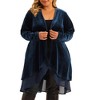 Agnes Orinda Women's Plus Size Velvet Layered Mesh Hem Open Front Long Sleeve Cardigans - 2 of 4