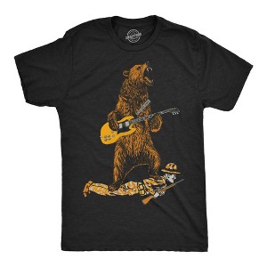 Mens Guitar Bear Funny T Shirts Sarcastic Rock And Roll Tee For Men - Crazy Dog Men's T Shirt - 1 of 4