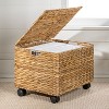 happimess Ashton Classic Farmhouse Handwoven Hyacinth Rolling Filing Basket with Lid and 360 Degree Lockable Wheels - 2 of 4
