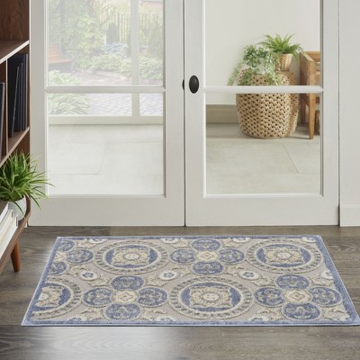 Elegance Blue/Grey Spanish Tile Pattern Outdoor Rug 32"x4"