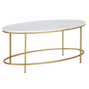 Brass and Faux Marble Coffee Table - Henn&Hart - 1 of 4