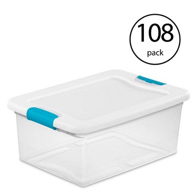 Sterilite 15 Quart Clear Plastic Stackable Storage Tote Container (108 Pack)