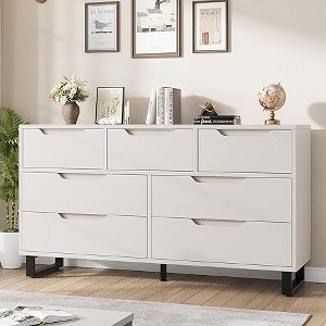 Dresser for Bedroom, 55" Wide Dresser, Freestanding Horizontal Drawer with Storage, Wooden Closet Chest Storage for Living Room, Hallway, Entryway - 1 of 4