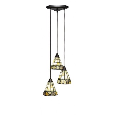 Toltec Lighting Europa 3 - Light Pendant in  Dark Granite with 7" Cobblestone Art Glass Shade