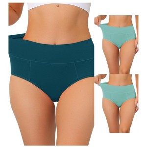 Allegra K Women's High Waist Available in Plus Size Tummy Control Briefs Multicolored 3 Pcs - 1 of 4