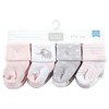 Hudson Baby Infant Girls Cotton Rich Newborn and Terry Socks, Pink Gray Elephant - 2 of 4