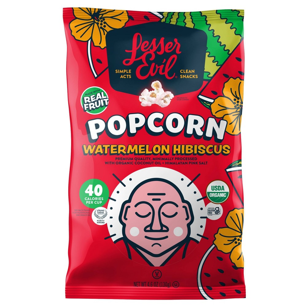 LesserEvil Organic Popcorn Watermelon - 4.6oz