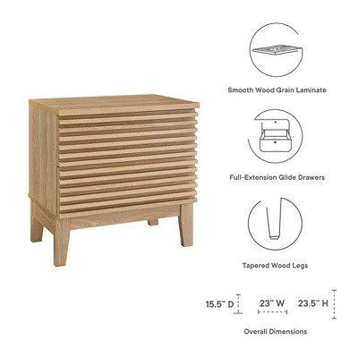 Oak Mid-Century Modern Two-Drawer Nightstand