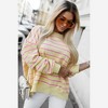 Amaryllis Women’s Blue Red Striped Long Sleeve Top Overlapping Back Detail Scoop Neckline - 3 of 4