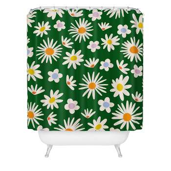 Lane and Lucia Rainbow Vintage Daisies Shower Curtain Green - Deny Designs