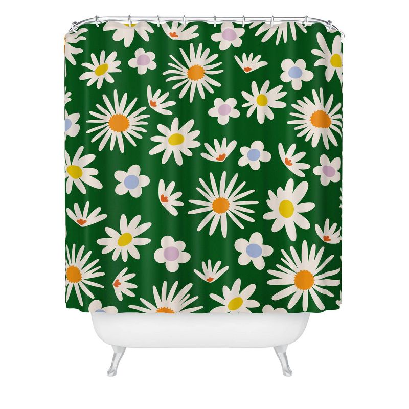 Lane and Lucia Rainbow Vintage Daisies Shower Curtain Green - Deny Designs, 1 of 3