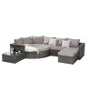 8-Piece Outdoor Patio Rattan Modular Sectional Sofa Set with Tempered Glass Coffee Table - 3 of 4