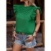 Women's Ruffle Sleeve Crew Neck Top  Pleated Casual Blouse - 3 of 4