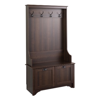 Wide Hall Tree with Shaker Doors Espresso Brown- Prepac