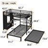 NicBex Twin/Full/Queen Over Twin Bunk Bed with Trundle,Built-in Closet&Shelves,Multifunctional Metal Bunkbeds for Teens&Adults,Noise-Reduced,Black - 3 of 4