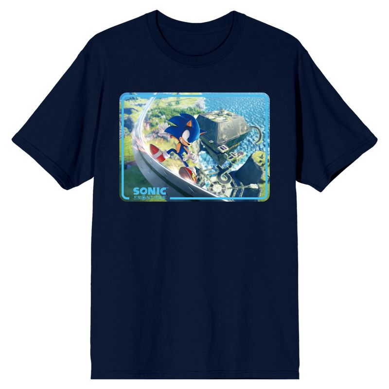 Sonic Frontiers Videogame Sonic the Hedgehog Men's Navy Blue Short Sleeve Crew Neck Tee, 1 of 4