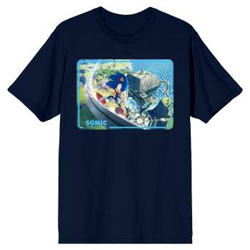 Sonic Frontiers Videogame Sonic the Hedgehog Men's Navy Blue Short Sleeve Crew Neck Tee