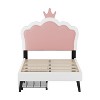 Full/ Twin Size Platform Bed, Upholstered Princess Bed Frame with Crown Headboard -ModernLuxe - 4 of 4