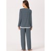 cheibear Women's Modal Casual Button Down Lounge Tops with Pants Stretchy Soft Pajama Sets - 3 of 4
