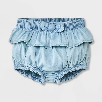Image of Baby Girls' Fashion Bloomer Jean Shorts - Cat & Jack™ Blue 3-6M