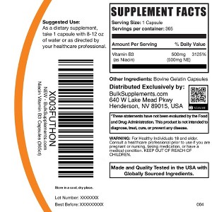 BulkSupplements Niacin (Vitamin B3) Capsules - 1 of 4