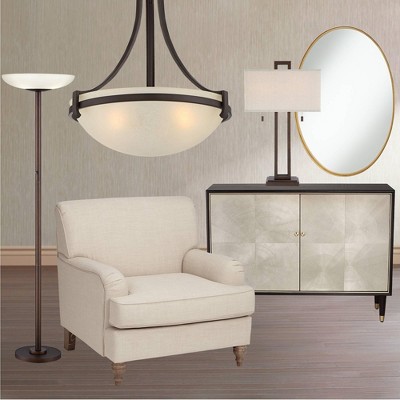 Oil Rubbed Bronze Torchiere Floor Lamp with Frosted Glass Shade