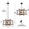 LNC Quaint 3-Light 18" Farmhouse Drum Small Chandelier, Brushed Black and Distressed  Grayish White Wood - 3 of 4