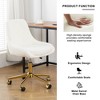 Racxily Armless Office Chair, Velvet Office Desk with Wheels, Adjustable Swivel Accent Chairs, Vanity Seat for Small Spaces - 4 of 4
