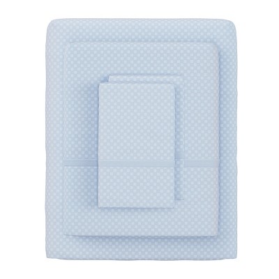 Hastings Home Twin Size Brushed Microfiber 3 Piece Embossed Checkered Bed Sheet and Linen Set with Stain Resistant Fitted and Flat Sheets - Blue