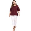 Agnes Orinda Women's Plus Size Summer Fashion Cold Shoulder Ruffle Trumpet Sleeve Blouses - 4 of 4