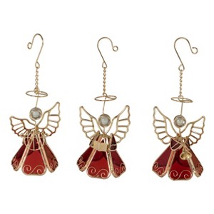 Transpac Metal/Glass Instrument Angel Ornament Set of 3 Christmas Home Decorations - 1 of 1