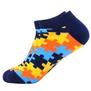 Puzzle Pattern Colorful Ankle Socks (Men's Sizes, Adult Large) from the Sock Panda - 1 of 3