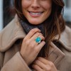 Ross-Simons Turquoise and 0.22 ct. t.w. Diamond Ring With Enamel in 18kt Gold Over Sterling - 2 of 4