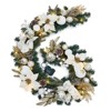 6FT Christmas Decorations White & Gold Artificial Christmas Garland with Bow, Wreath Pinecones & Ornaments, PVC Snowy Greenery - 2 of 4