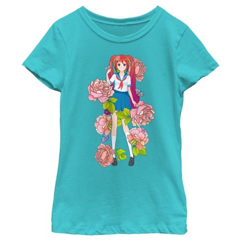 Girl's Lost Gods Floral Manga T-Shirt - image 1 of 4