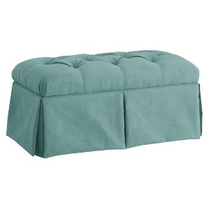Skirted Storage Bench Teal Velvet - Skyline Furniture, Blue Velvet