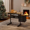 Runesay Brown Drafting Drawing Table with Stool and 3 Drawers - 3 of 4